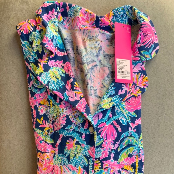 Lilly Pulitzer PJ Knit LS Button Up Top Oyster Bay Navy Seen and Herd Knit NWT - Picture 4 of 15